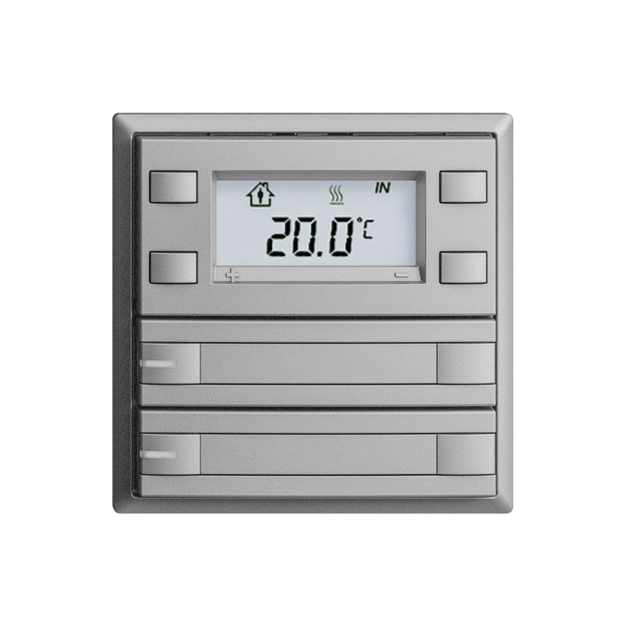 Poussoir RTH ENC KNX 2× EDIZIOdue F silver, avec pap.+LED RGB