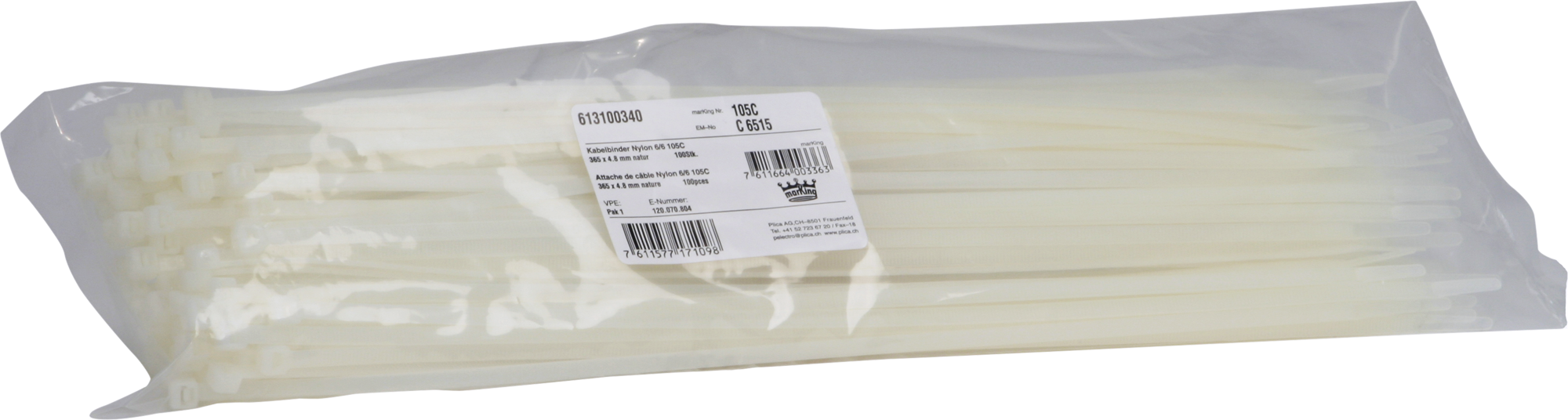 Kabelbinder Nylon 4.8/365mm weiss