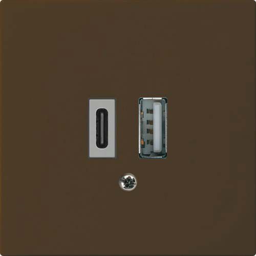 USB-Ladesteckdose kallysto 18W PD 1×Typ A 1×Typ C braun