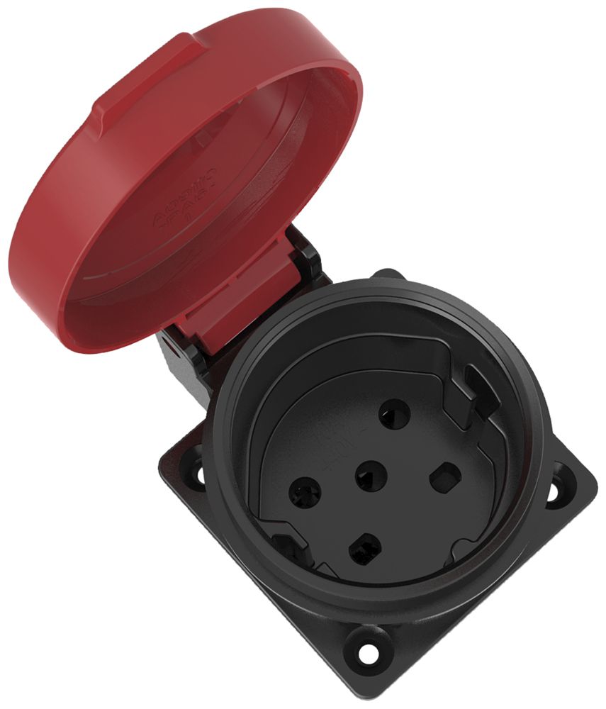 EB-Steckdose ELBRO T15 IP55 10 A 400 VAC IK08 schwarz/rot S+ inkl. Dichtung