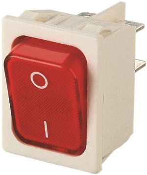 EB-Leuchtwippenschalter Novitronic, 20A/250V 0/2L, Taste rot, weiss