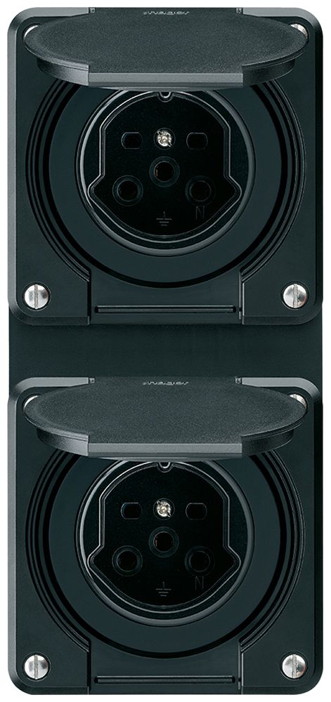 Combi INC 2×1 HA robusto 2×tipo 15 con morsetti a innesto con coperchio nero