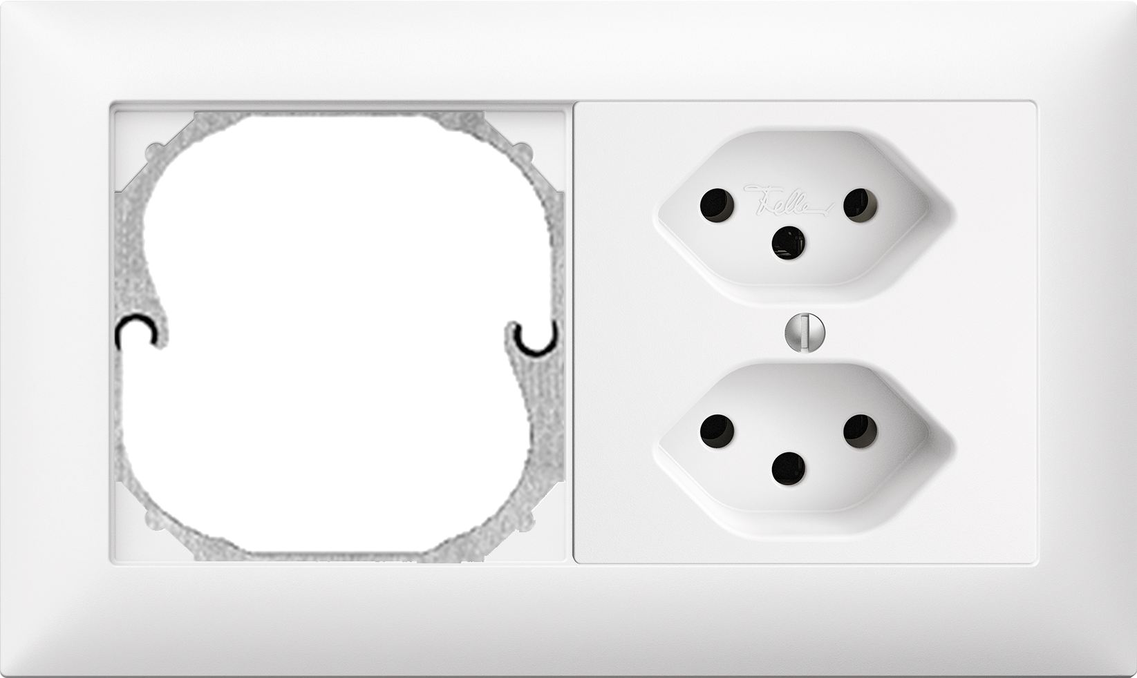 UP-Kombination Edue 1x2, leerplatz + Steckdose 2×T13 ws