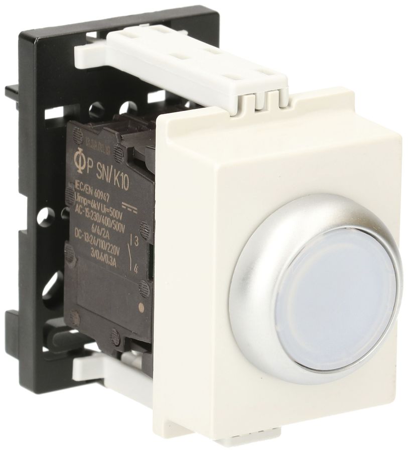 REG-Leuchttaster K&N, 24VAC/DC, 1S/1Ö 6A, 2TE, Kalotte weiss
