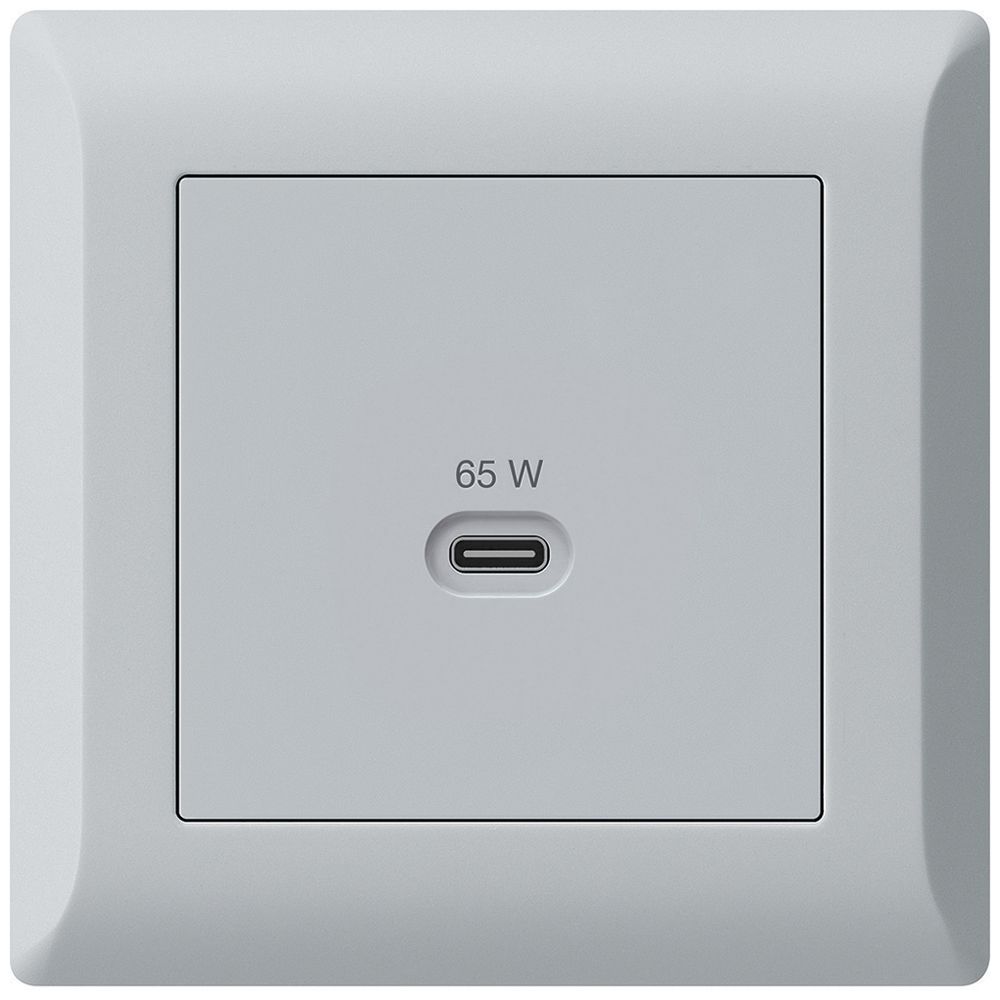 UP-USB-Ladesteckdose Hager kallysto.line Typ C 65W 3250mA hellgrau