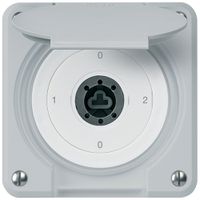 Interrupteur à clé ENC robusto IP55 avec clapet sans cylindre S2/1P gris p.combi