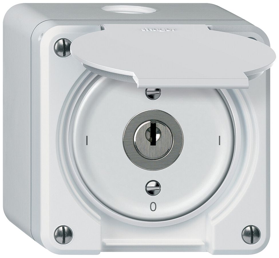 Interrupteur à clé AP robusto interrupteur 2×1 pôle 16A 250V 86×86mm blanc
