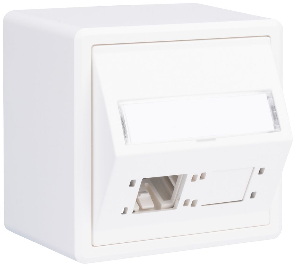 AP-Anschlussdose R&M schräg für 2 Buchsen 74×74×54mm weiss