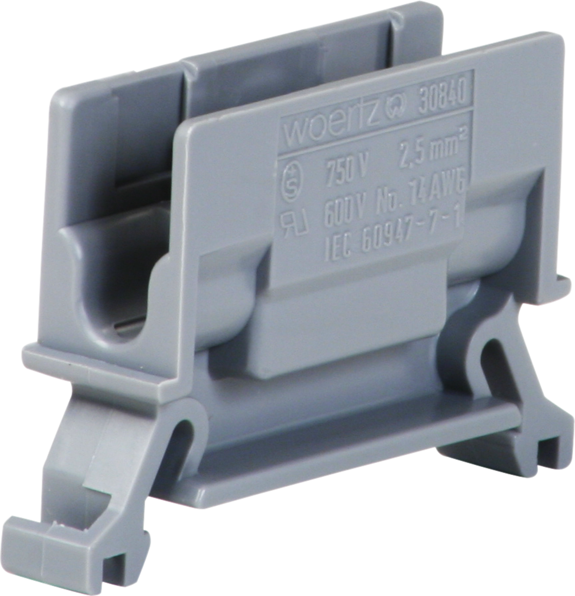 Borne de dérivation Woertz 1.5…2.5mm² 24A 750V vis 2×1 rail DIN 35mm gris
