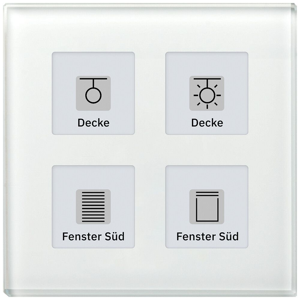 Pulsante KNX INC MDT BE-GTT4W.01 4t/4a LED temp.vetro bianco