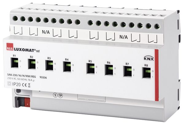 Actionneur-commutateur AMD KNX Luxomat SA8-230/16/H/KNX, 8-fois, 16A/230VAC