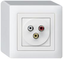 AP-Anschlussdose kallysto 3 RCA Audio+Video weiss