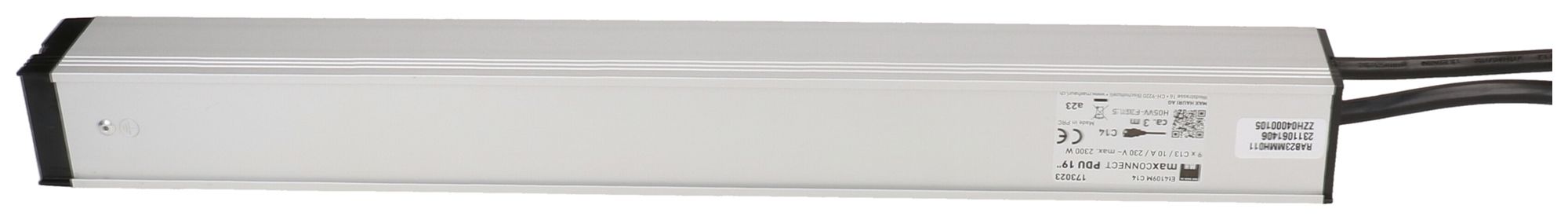 Prise multiple 19" MH maxCONNECT 9×C13 1UH Td 3×1.5mm² 1×C14 3m noir/aluminium