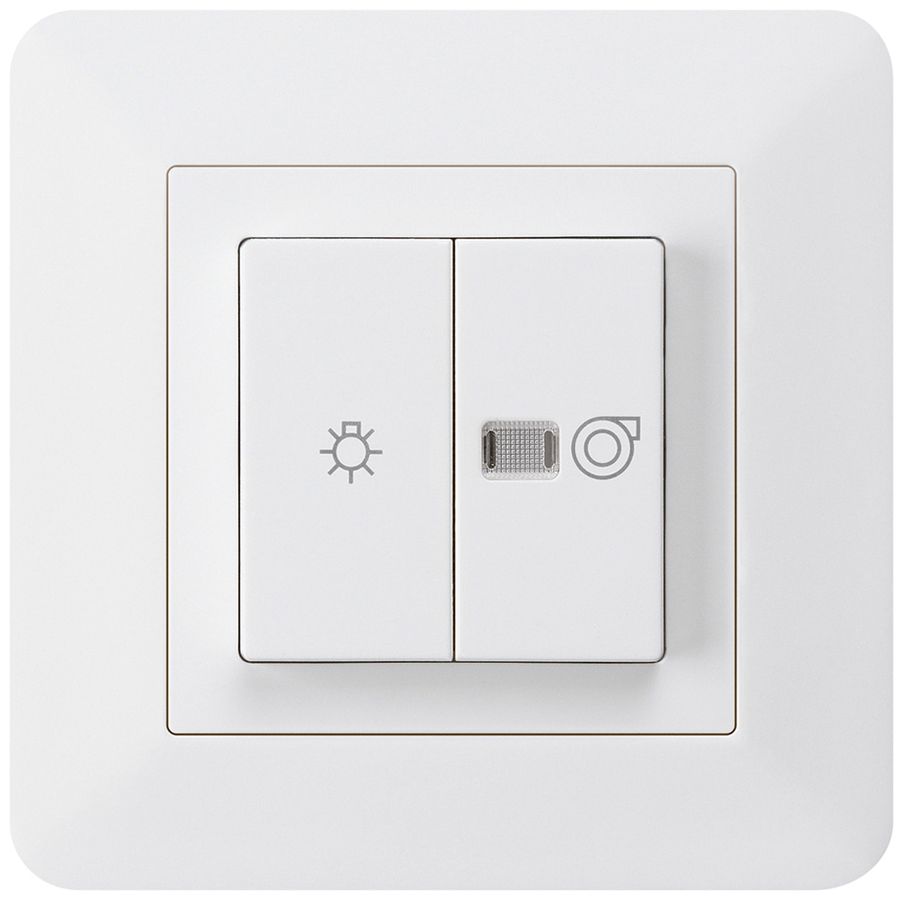 UP-Leuchtdruckschalter kallysto.trend weiss 1/1L Symbolen Licht+Ventilation