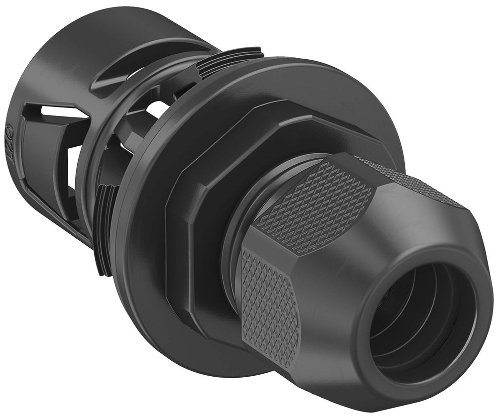 Traversée de façade Ø27mm pour câble Ø3.5…8mm tube AD20-21.2mm noir