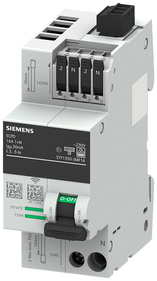 Elektronisches Schutzschaltgerät SENTRON ECPD 1LN 16A 30mA Typ F 75kA RF