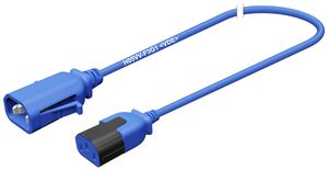 Apparatekabel Stecker C14 Buchse C13 verriegelt 3×1mm² 250VAC/10A blau 0.5m