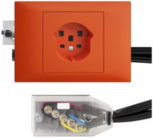 EB-Steckdose EDIZIOdue T25 orange 45…69mm für Flachkabel Technofil
