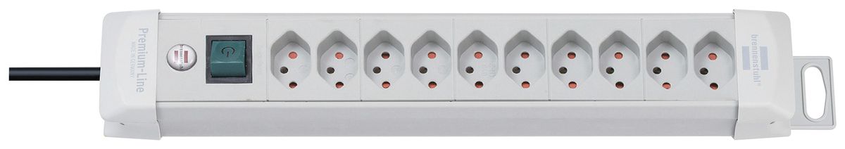 Prise multiple cleverLINE interrupteur suspension 10×T13 3m H05VV-F 3×1.5mm² grc