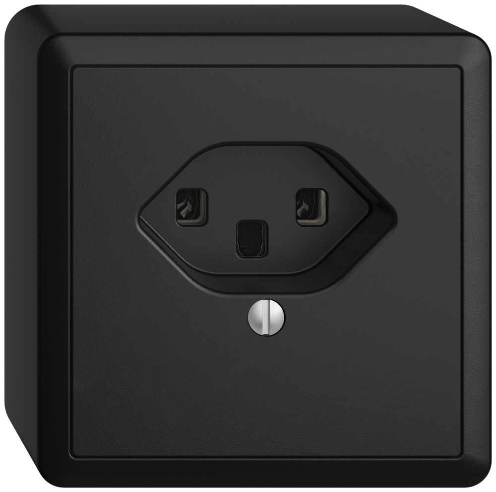 AP-Steckdose EDIZIOdue T23 16A schwarz, Schraubklemmen