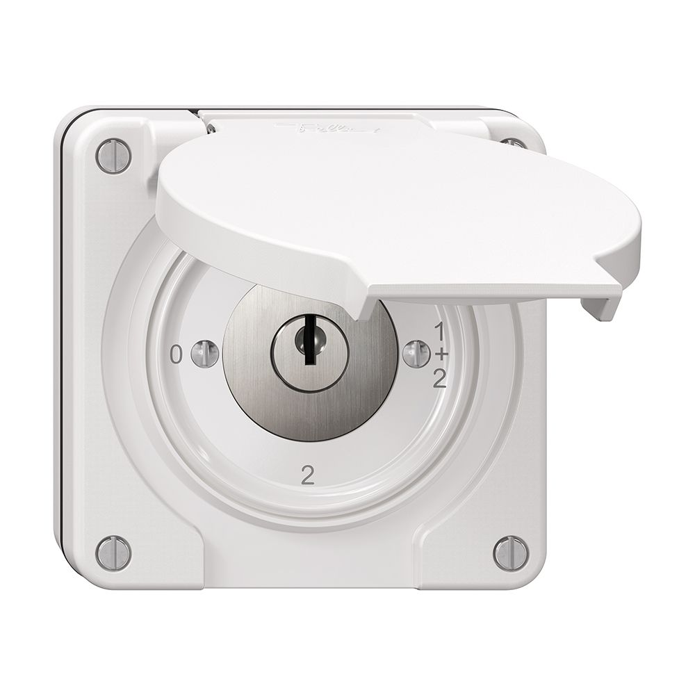 Interrupteur rotatif NUP NEVO, 1/1 L, avec serrure&2 clés, KS, 0-1-1+2-2, blanc