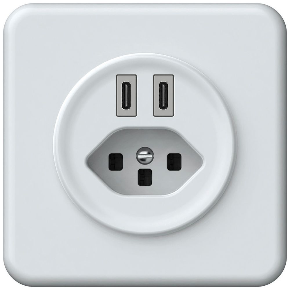 UP-USB-Ladesteckdose origin 2×USB-C 3000mA 5V mit Typ 23 weiss