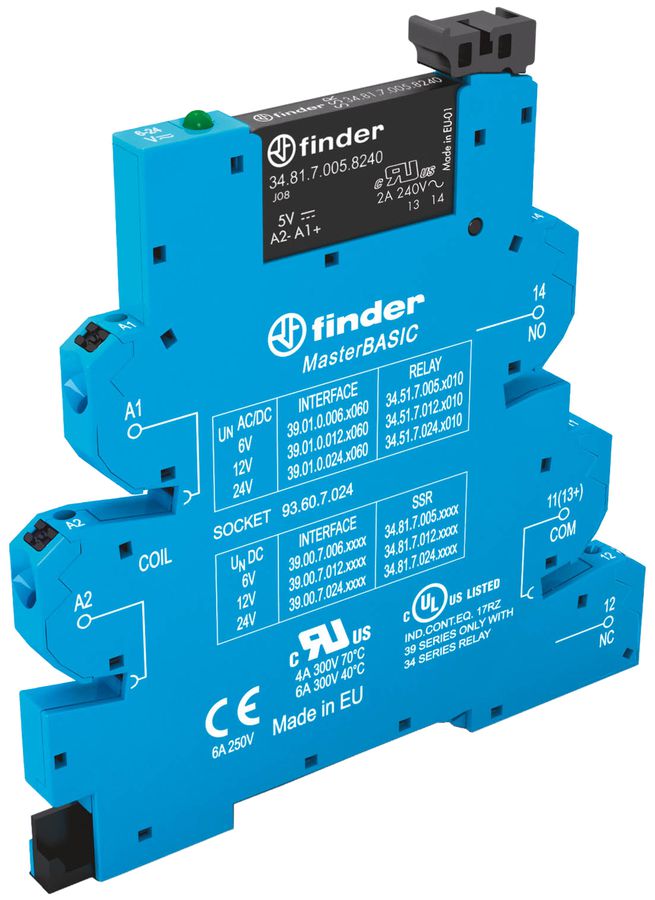 REG-Koppelrelais Finder MasterBASIC, 230VAC, 1S 2A, Push-In-Klemmen