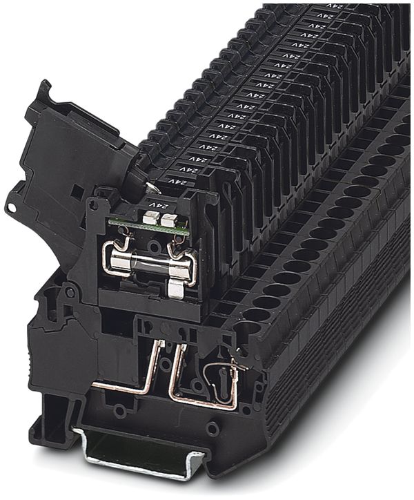 Morsetto di sicurezza conness.a molla 6A 24V LED fusib.G5×20mm