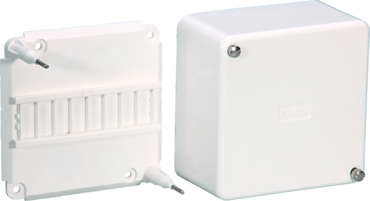 Boîte de dérivation AP Fixer 117×117×62 blanc sans bornes