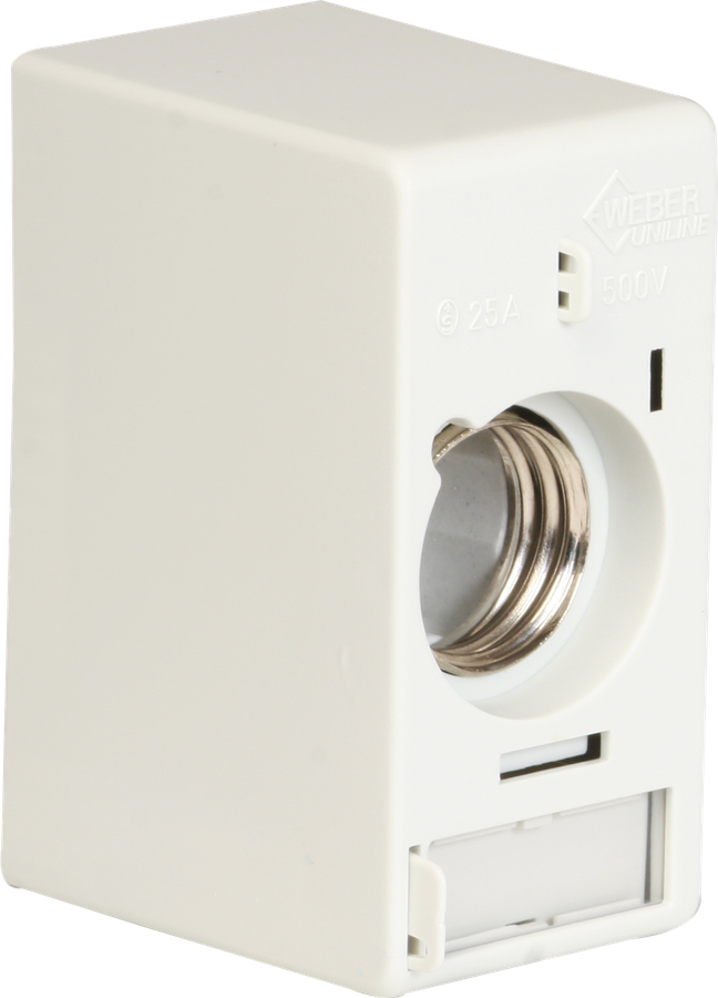 AP-Sicherungselement weber.uniline 1×25A DIN2 mit Abdeckhaube