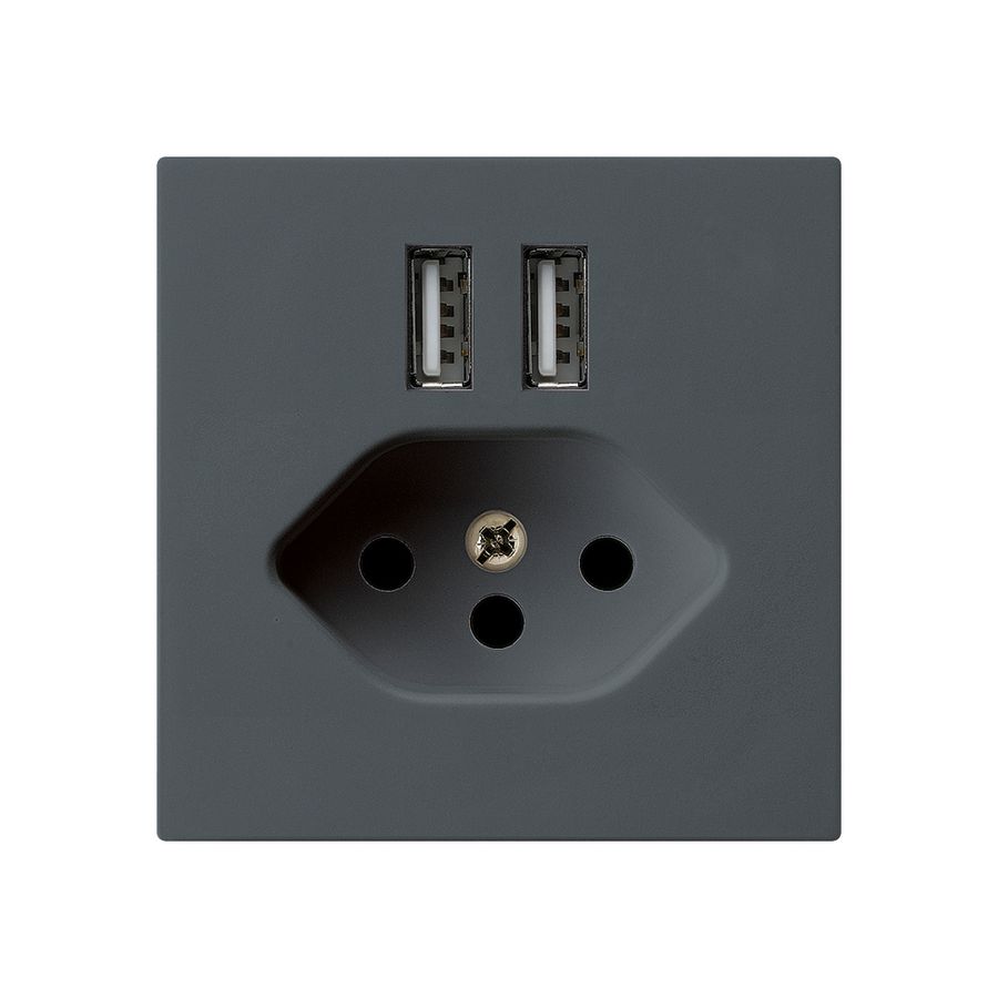 Steckdose 2×USB & T13 kallysto A 2400mA anthrazit