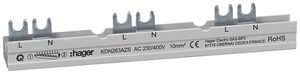 Gabel-Phasenschiene Hager 2P 10mm² für ARFxxxD mit Hilfsschalter 10 Module