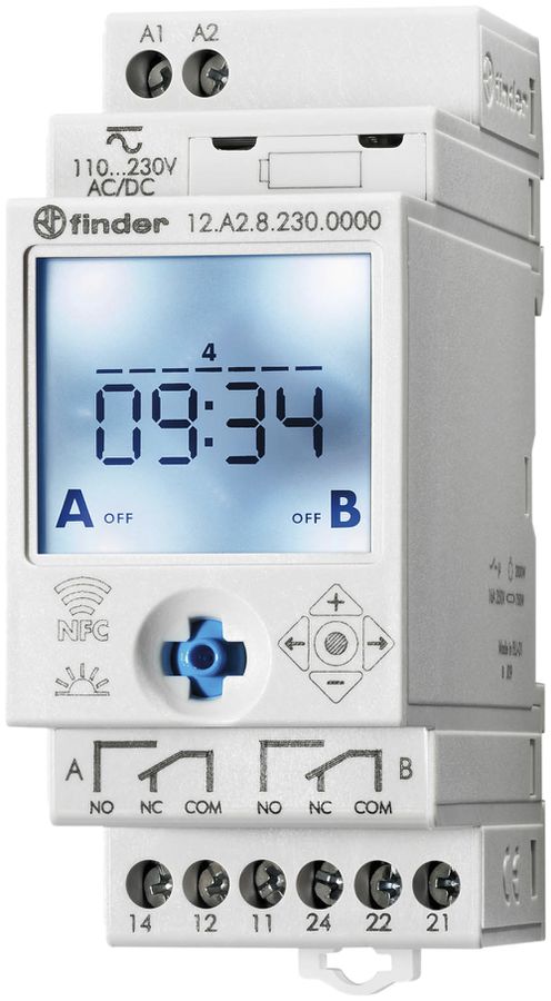 Timer astro/settimanale AMD Finder 12.A2, 2C 16A 12…24VUC NFC 2UM