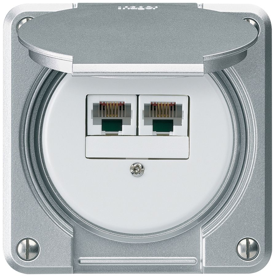 UP-Anschlussdose robusto IP55 aluminium 2×RJ45/u parallel für Kombination