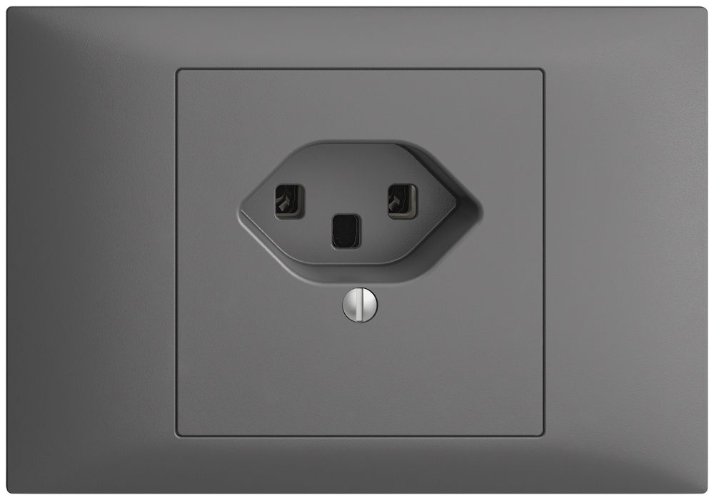 EB-Steckdose EDIZIOdue T23 16A dunkelgrau, Schraubklemmen