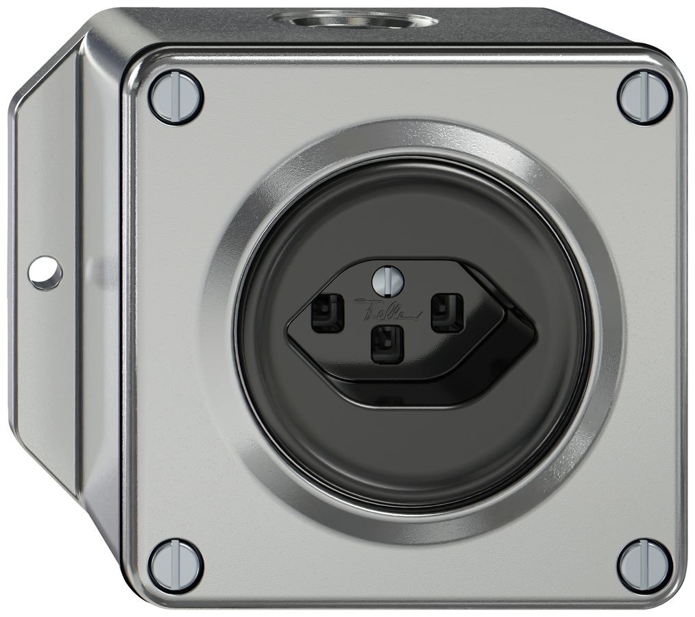 AP-Steckdose ELEMENT SNAPFIX® 1×Typ 23 16A 250V IP20 alu