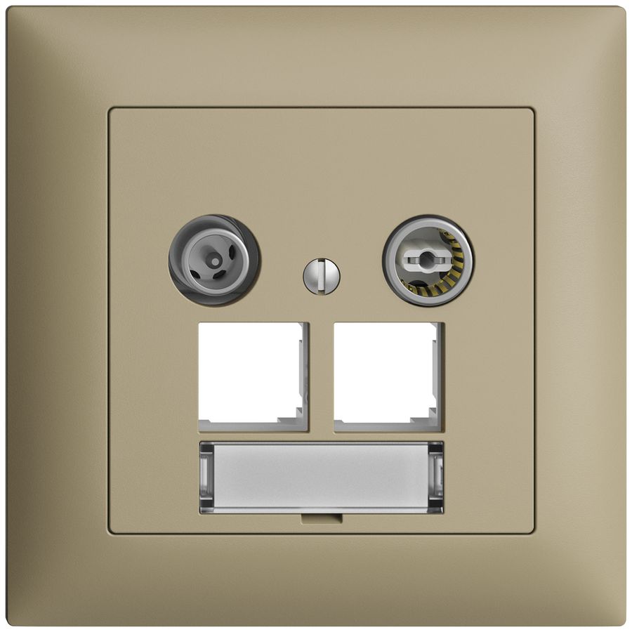 Prise multimédia ENC EDIZIOdue FMI EASYNET 15dB, p.2×RJ45 S-One, sand