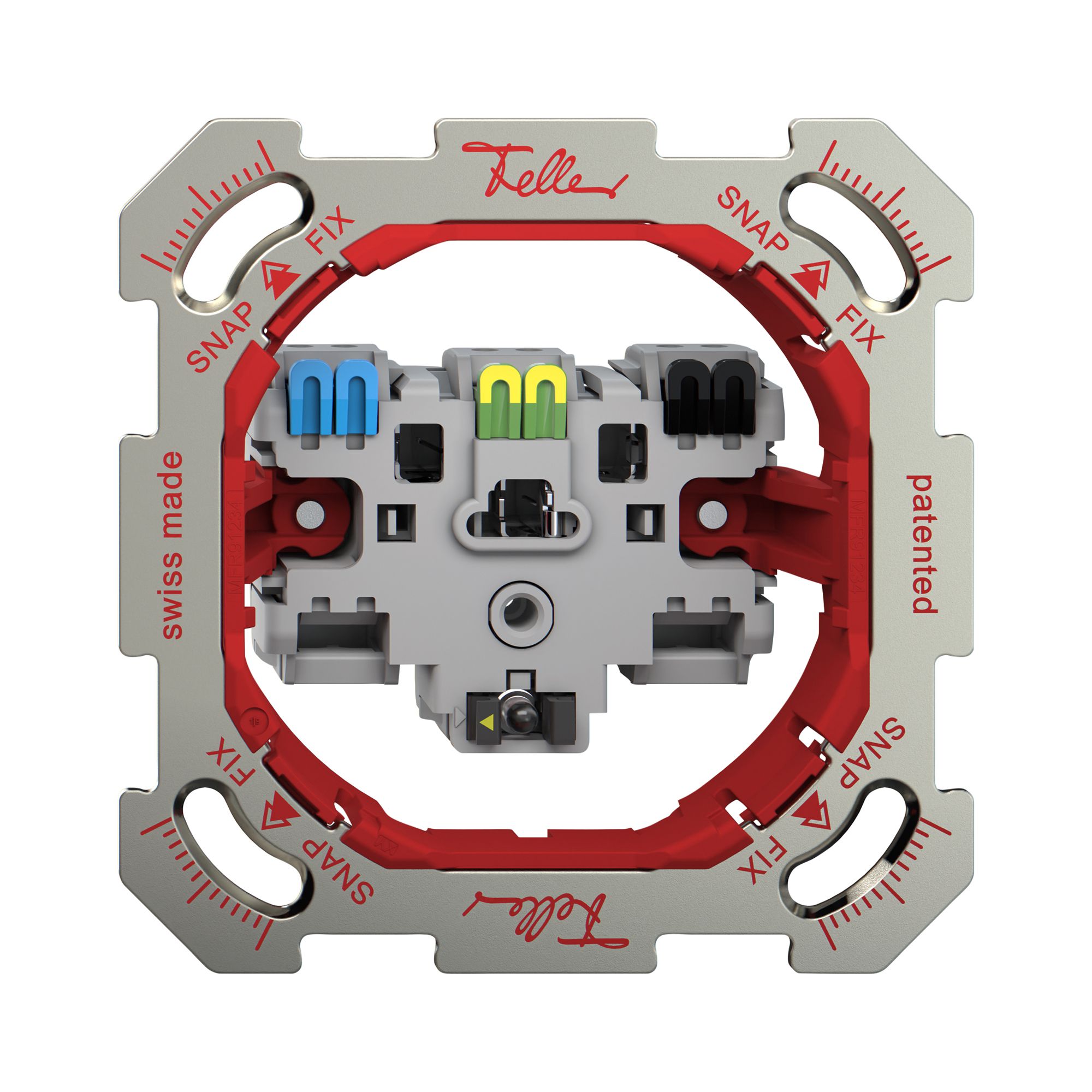 UP-Steckdose Feller SNAPFIX® 1×T23 mit LED gelb