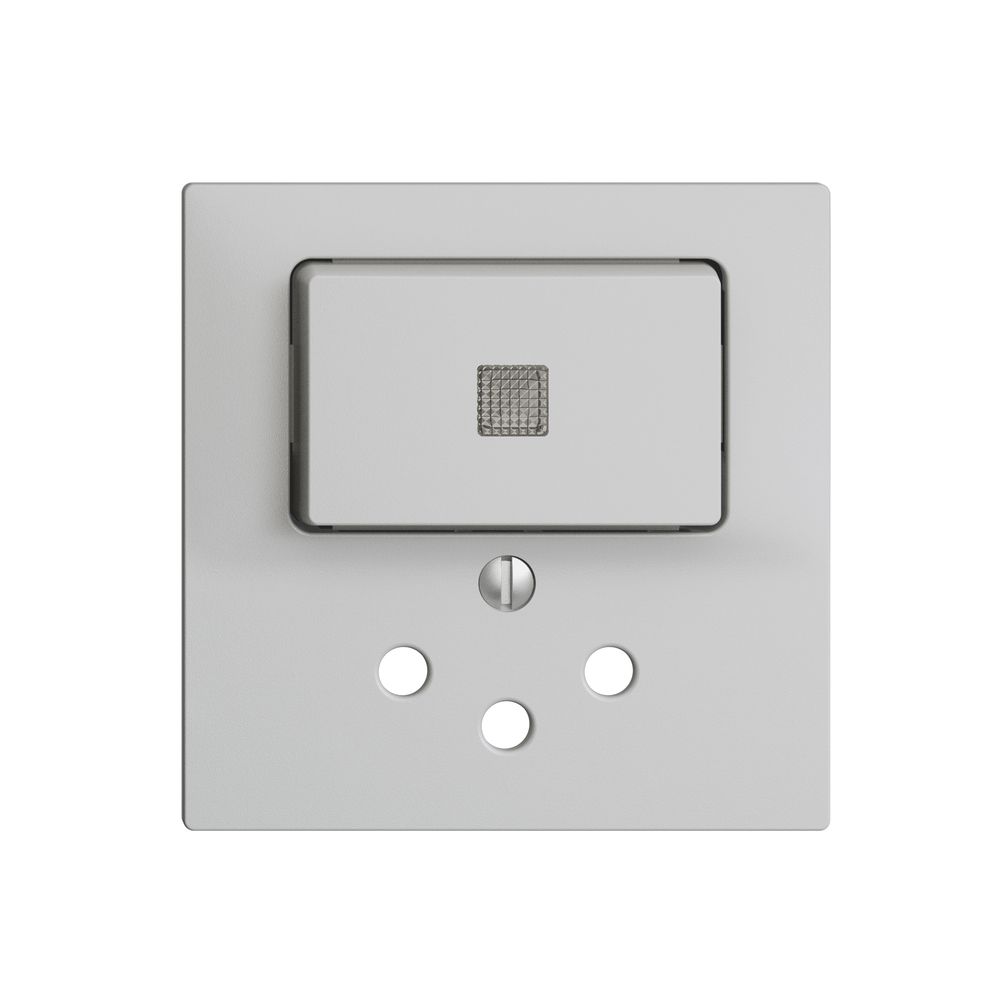 Frontset 60×60mm EDIZIOdue hellgrau T12 mit Linse, mit Kinderschutz