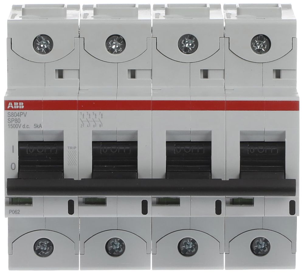 Leitungsschutzschalter ABB S804PV-SP80 4P 1500VDC 80A 5kA 6TE