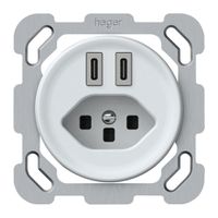 UP-USB-Ladesteckdose origin 2×USB-C 3000mA 5V mit Typ 23 weiss