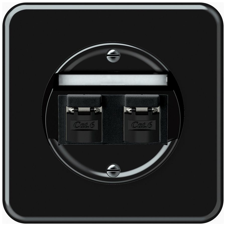 UP-Anschlussdose origin 2×RJ45 8(8) Kat.6 schräg geschirmt 92×92mm schwarz