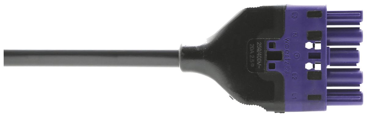 Anschlussleitung Woertz 49345/C1 5×2.5mm² 400V 20A 3m vi Buchse-frei Cca