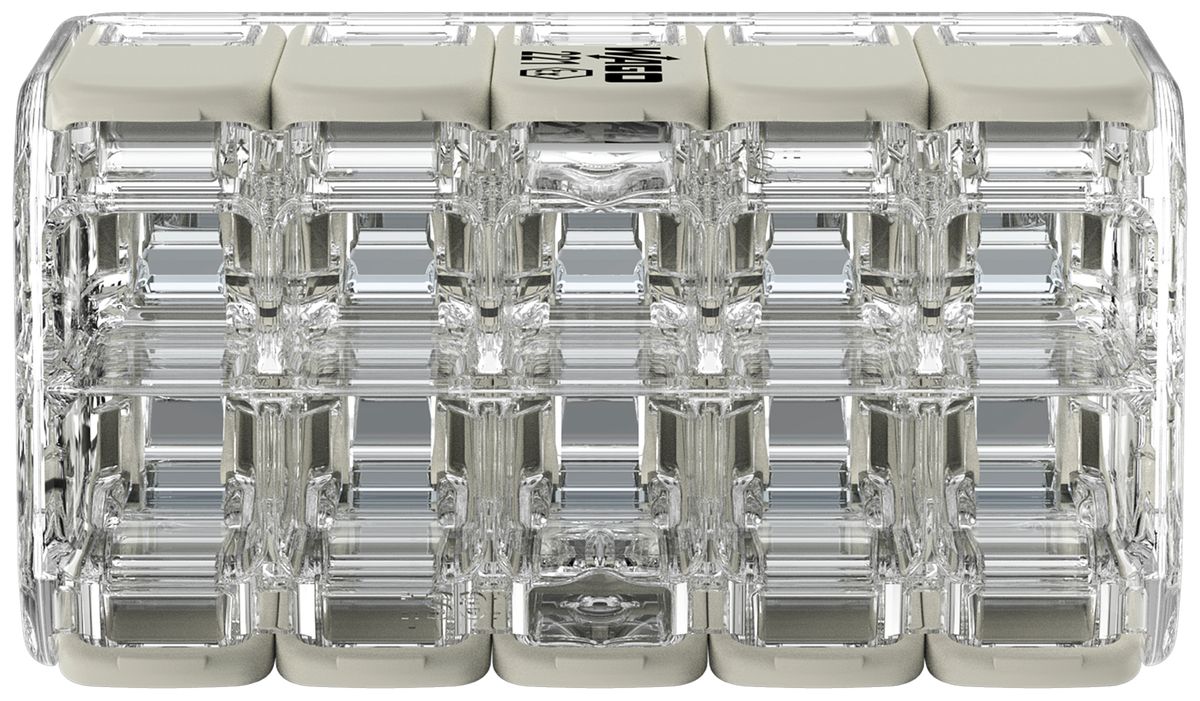 Borne de connexion WAGO 221 10×0.2…4mm² levier 32A 440V gris transparent