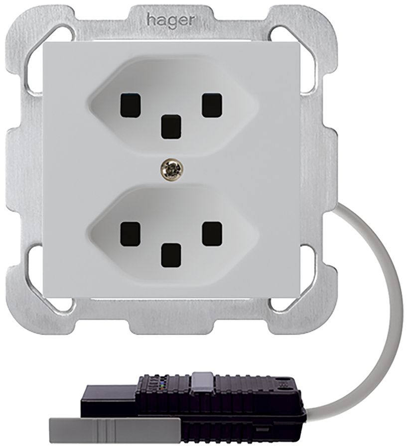 EB-Steckdose 2×T23 kallysto hellgrau mit RK-Adapter 5P L2&EB-Dose G2704