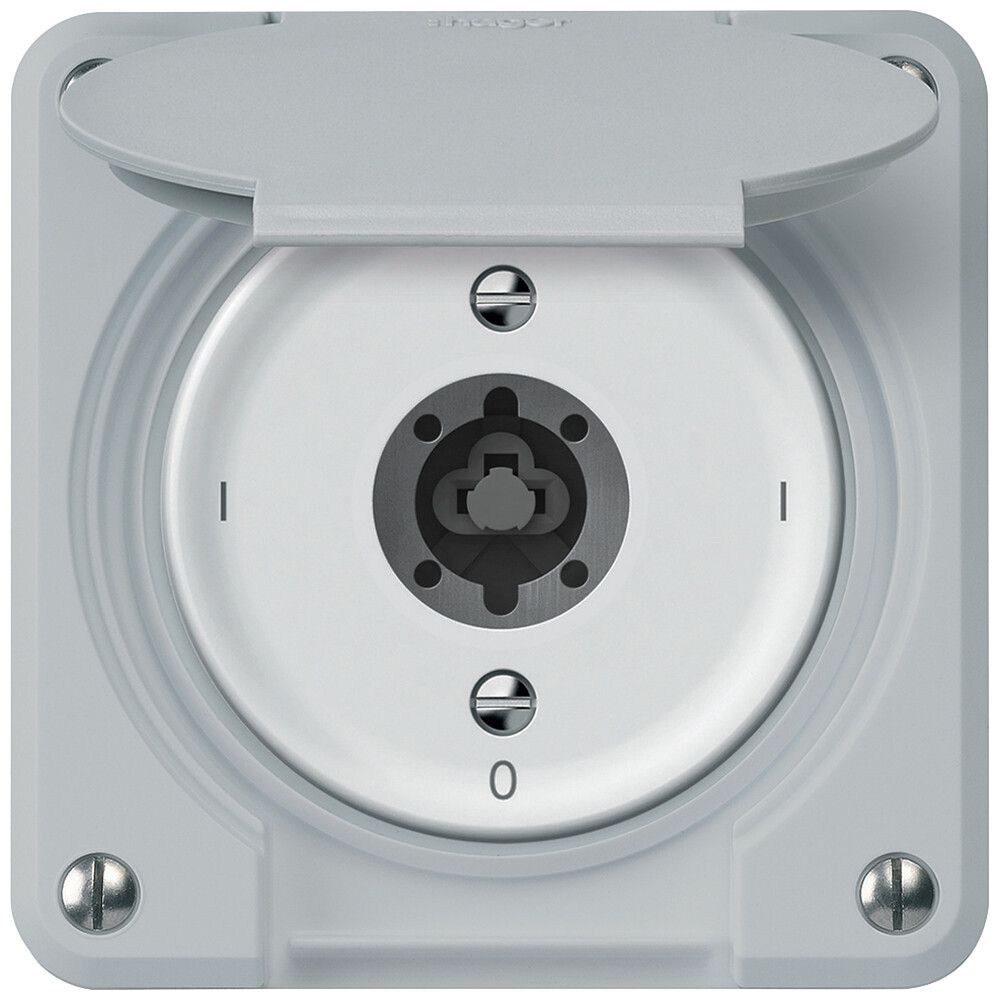 Interrupteur à clé robusto interrupteur 2×1 pôle 16A 250V 86×86mm gris