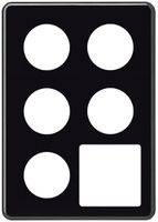 Placca di copertura INC basico 3×2 5×Ø43mm+apertura 58×58mm nero