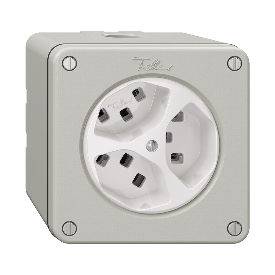 Prise NAPU NEVO, 3×T23, gris clair
