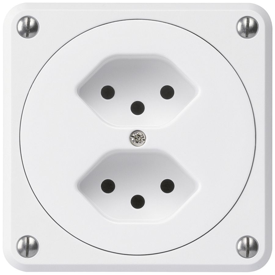 Presa INC robusto 2×tipo 13 bianco senza copercchio per combinazione