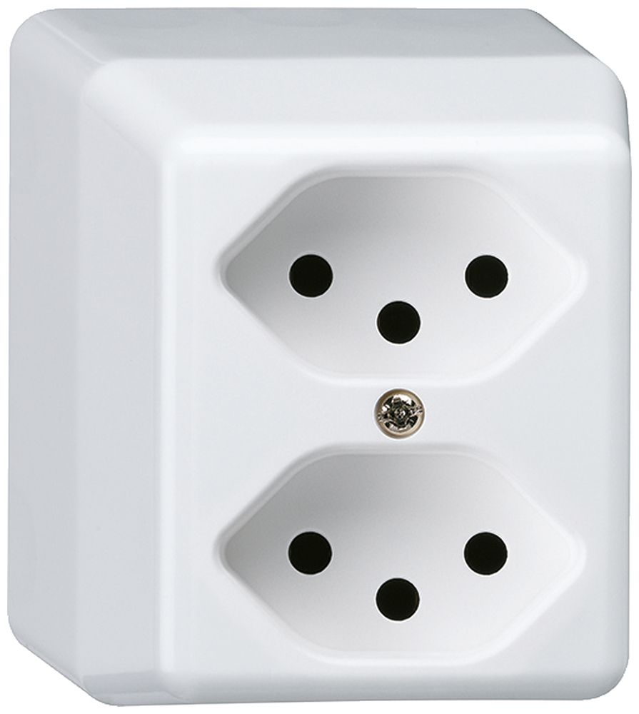 Presa AP basico 2×tipo 13 bianco